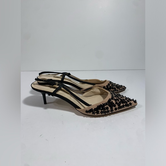 Zara Slingback Kitten Heel Beaded 42 US 11.5 - Picture 2 of 6